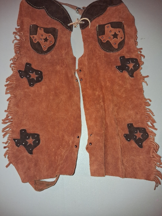 Other - Suede Fringed Western Chaps with Texas Star Appliqués